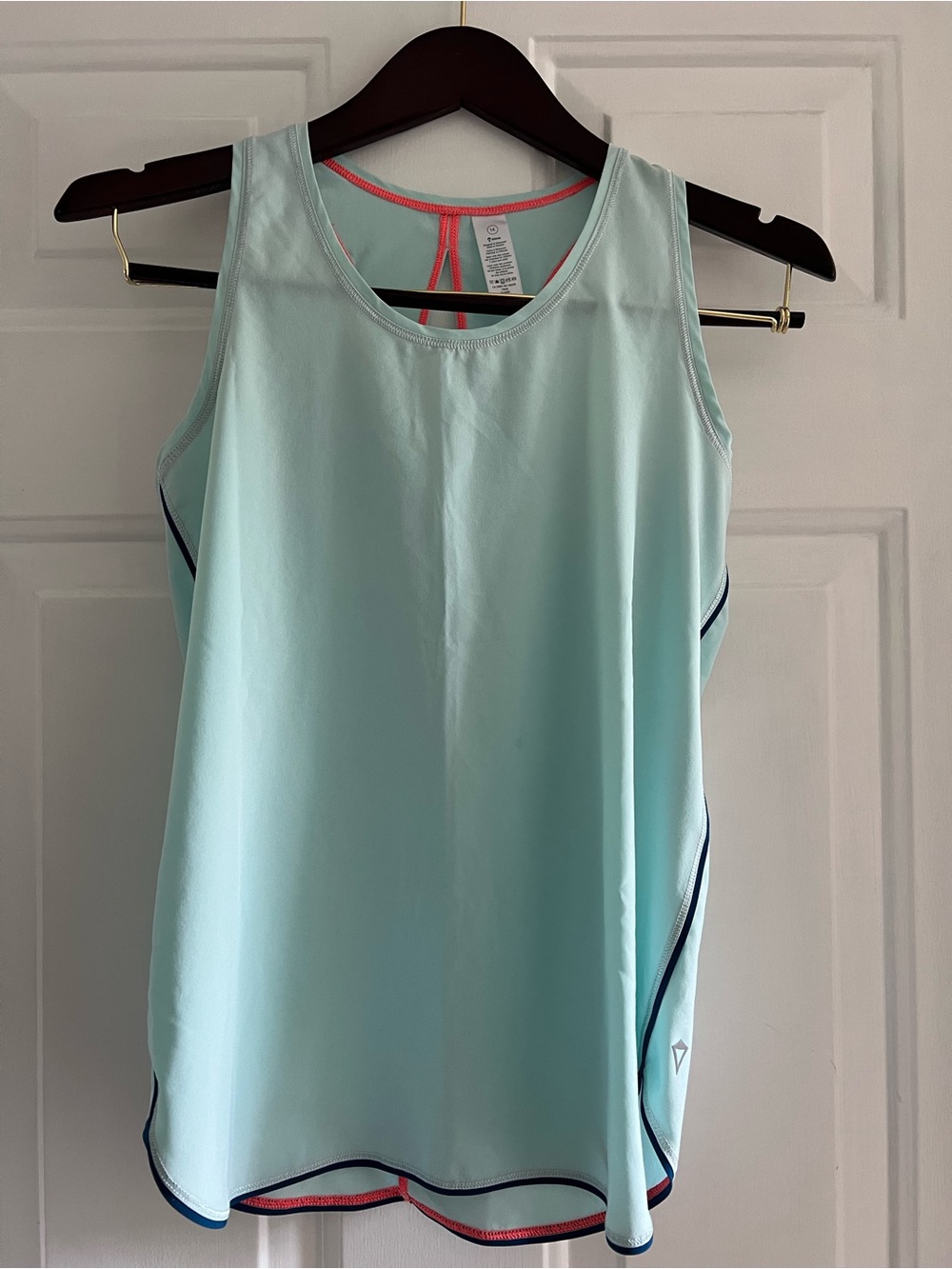 Ivivva Aqua Tank Top with Navy and Coral Trim